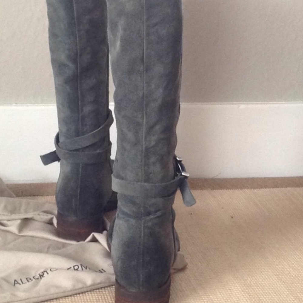 Alberto Fermani blue-grey leather suede boots - Picture 2 of 5